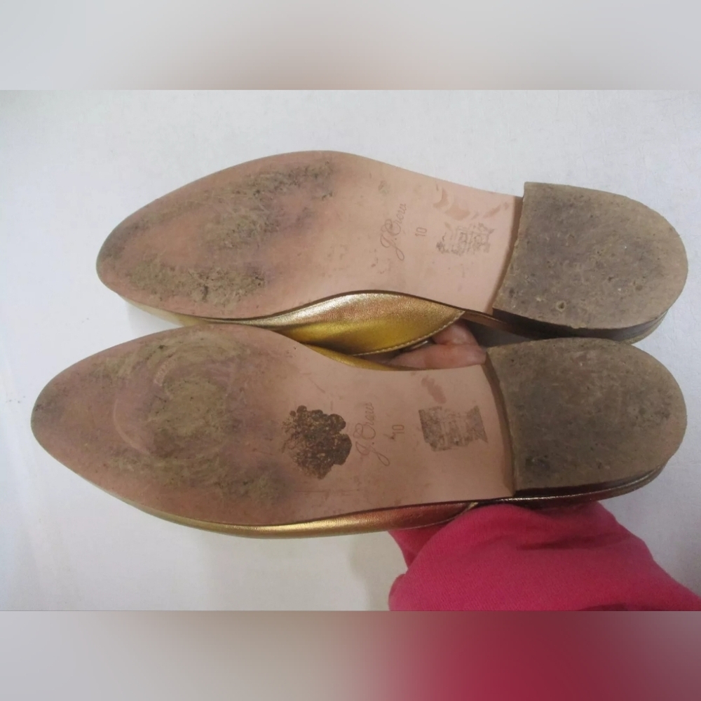 J Crew Designer Gold Loafers Mules slip on slide Flats on Size 10 - Picture 5 of 6